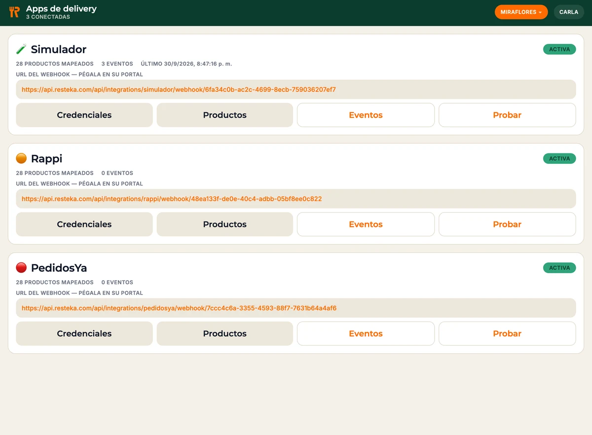 Rappi y PedidosYa conectados en Resteka